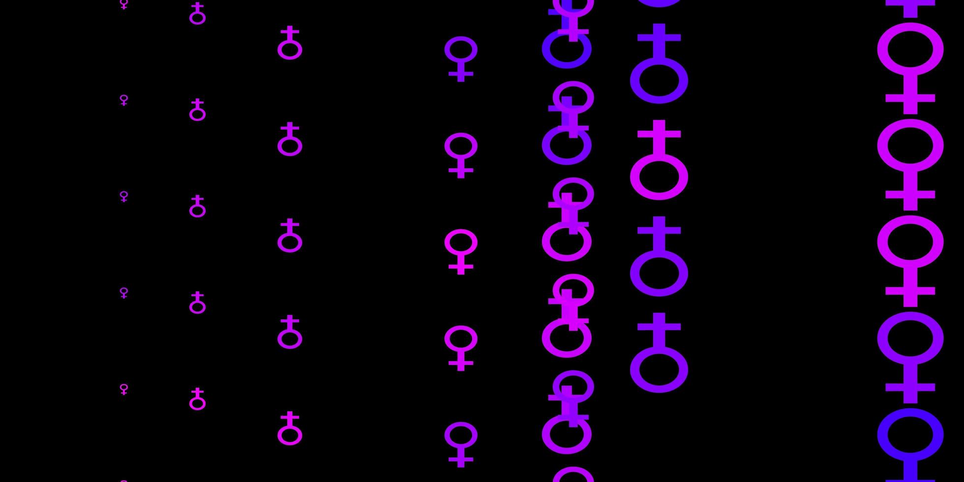 Dark Purple Pink vector pattern with feminism elements