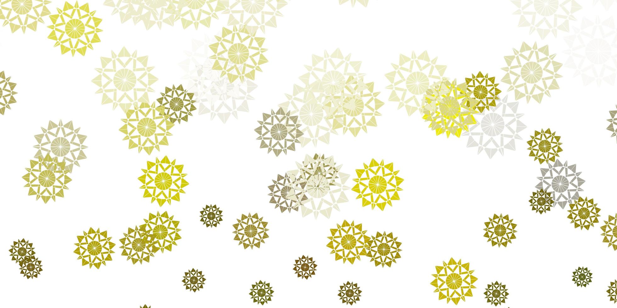 Light green yellow vector texture with bright snowflakes