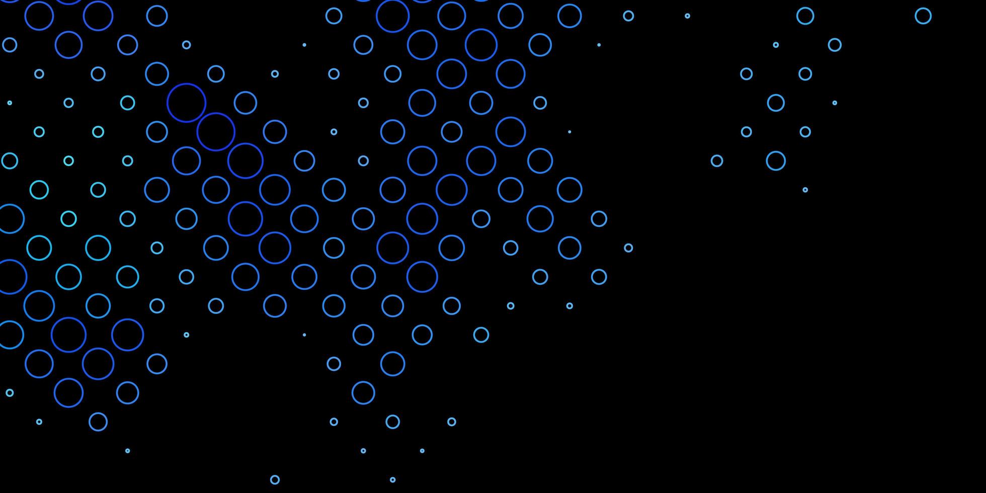 Fondo de vector azul oscuro con ilustración de puntos con conjunto de patrón de esferas abstractas de colores brillantes para cortinas de papel tapiz