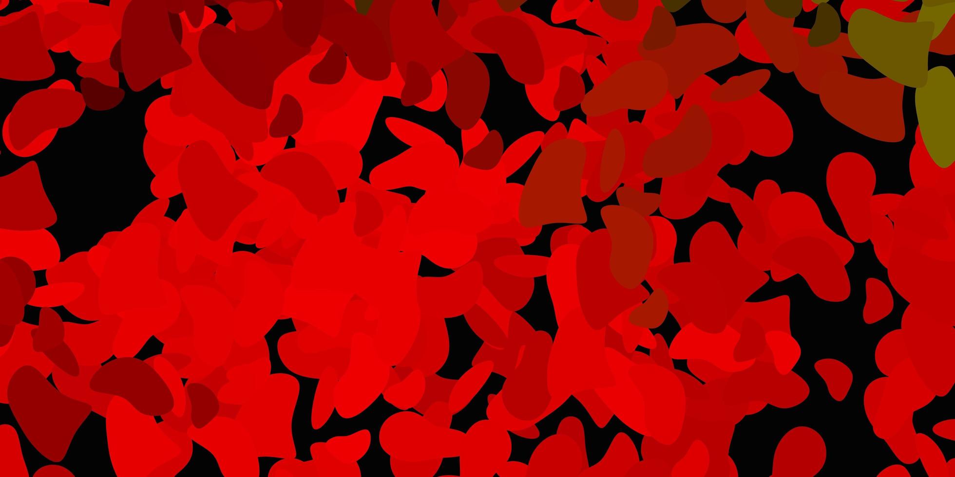 Dark green red vector backdrop with chaotic shapes