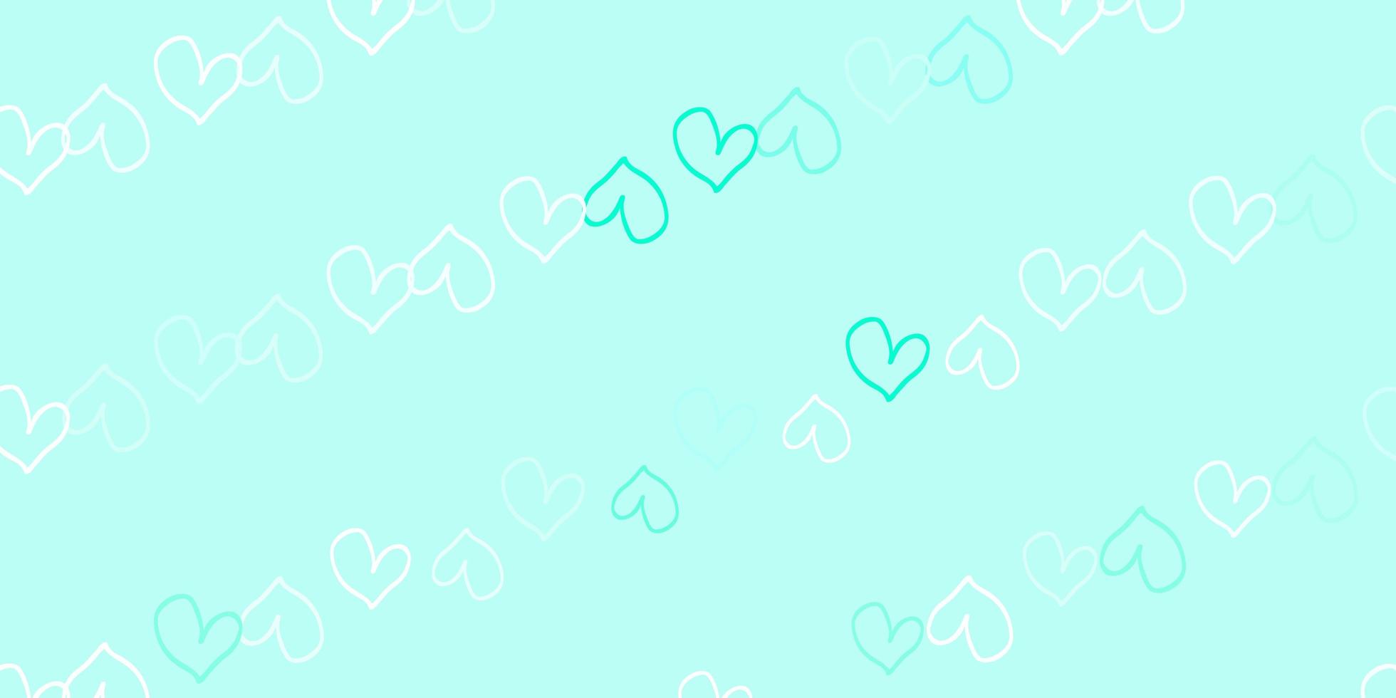 Light Green vector background with Shining hearts