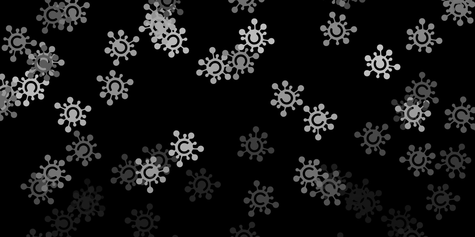 Dark gray vector backdrop with virus symbols