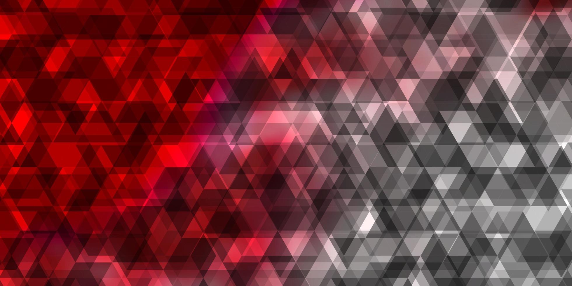 textura de vector rojo claro con líneas triángulos