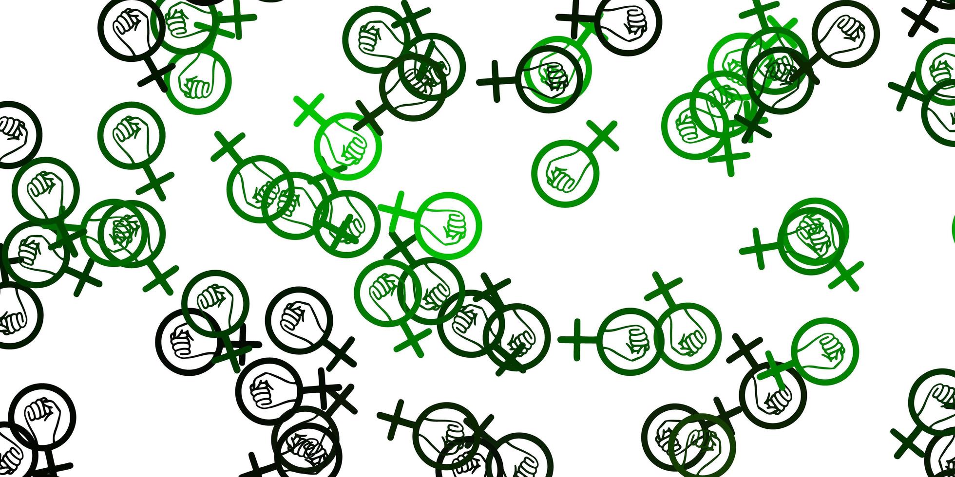 Light Green vector backdrop with woman power symbols