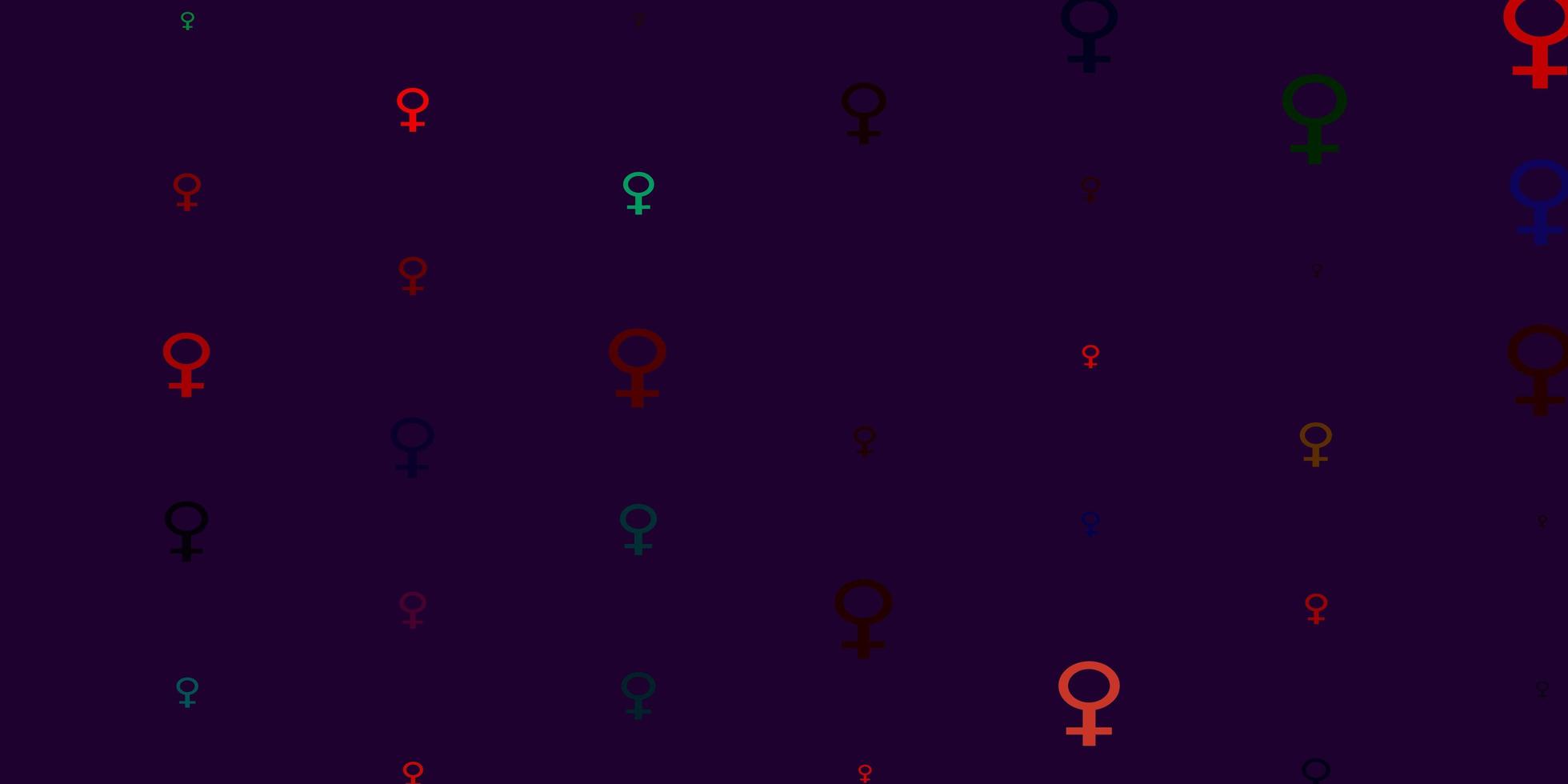 textura de vector multicolor claro con símbolos de derechos de las mujeres