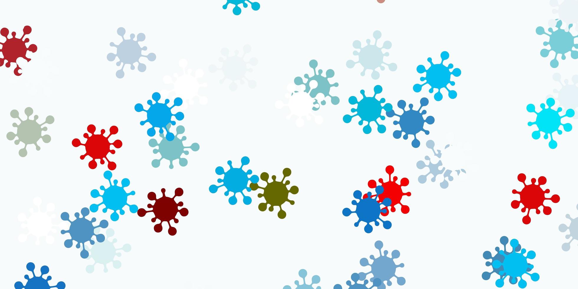 Light blue red vector pattern with coronavirus elements