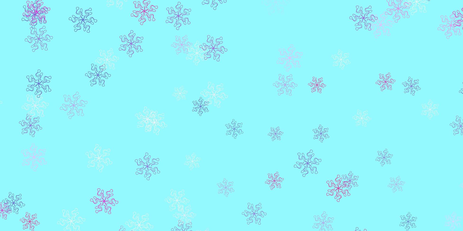 Light blue red vector doodle template with flowers