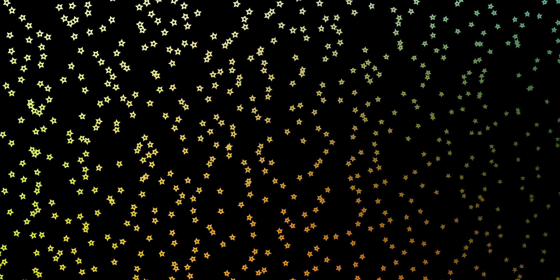 Dark Green Yellow vector background with small and big stars Shining colorful illustration with small and big stars Pattern for new year ad booklets