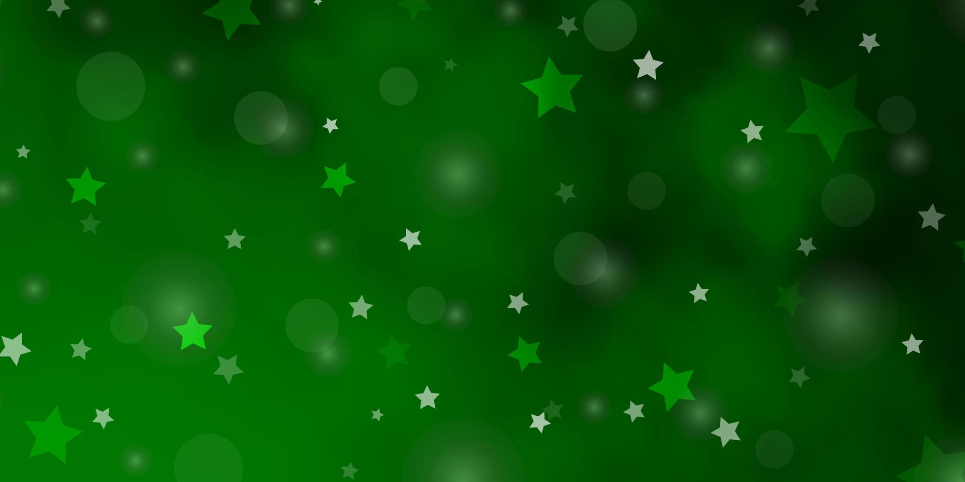 Fondo de vector verde claro con círculos estrellas diseño abstracto en estilo degradado con burbujas diseño de estrellas para fondos de pantalla de tela textil