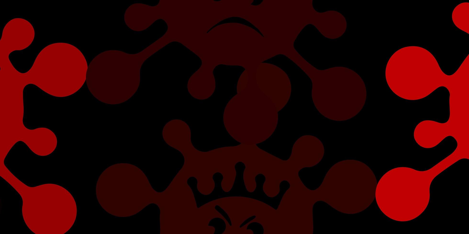 Dark red yellow vector backdrop with virus symbols