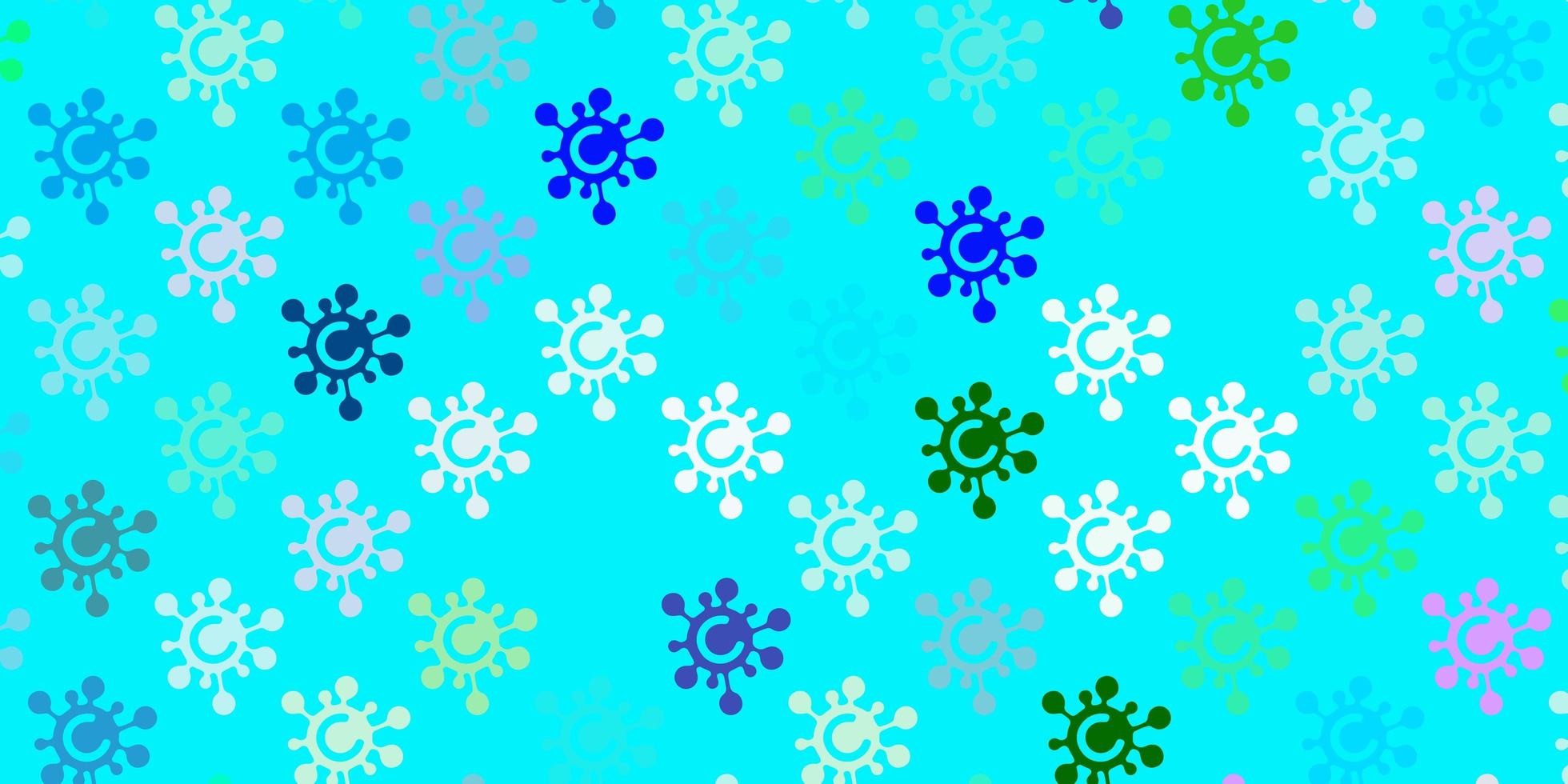 Light Blue Green vector backdrop with virus symbols