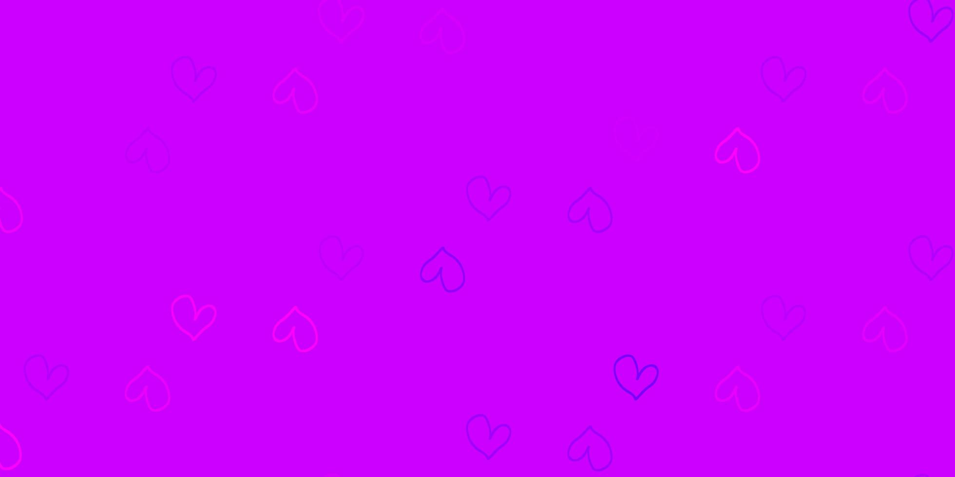 Light Purple vector background with Shining hearts