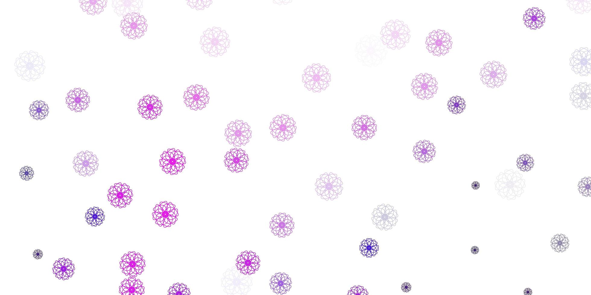 Light purple vector doodle template with flowers