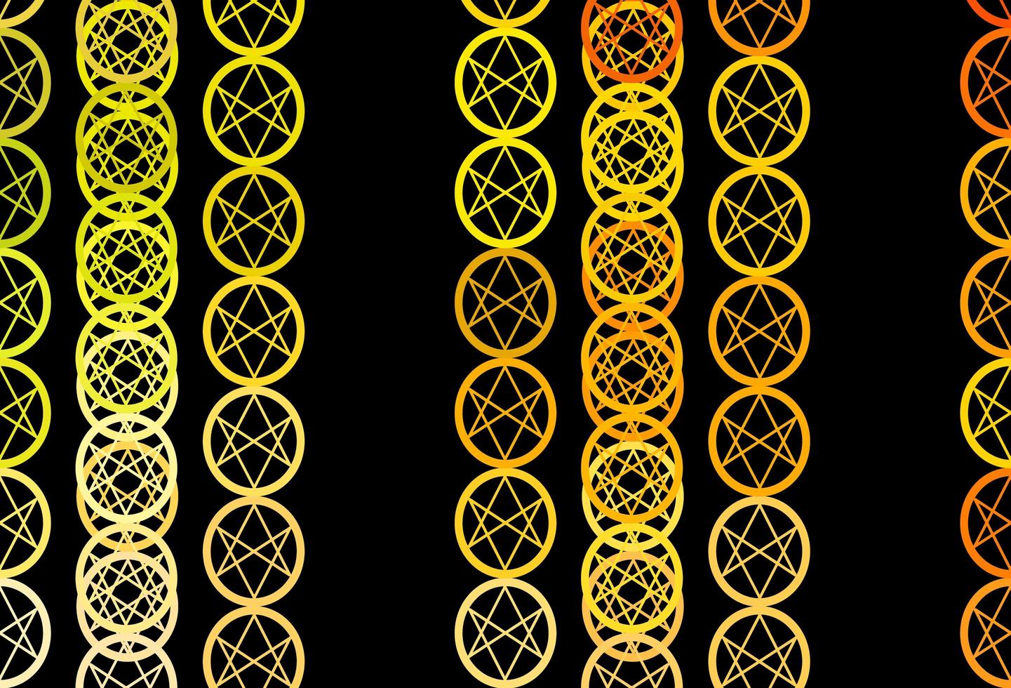 Textura de vector amarillo rosa oscuro con símbolos religiosos