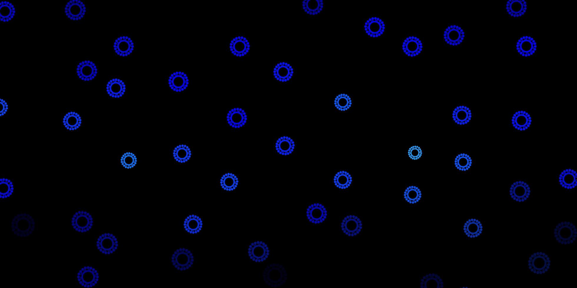 patrón de vector azul oscuro con elementos de coronavirus