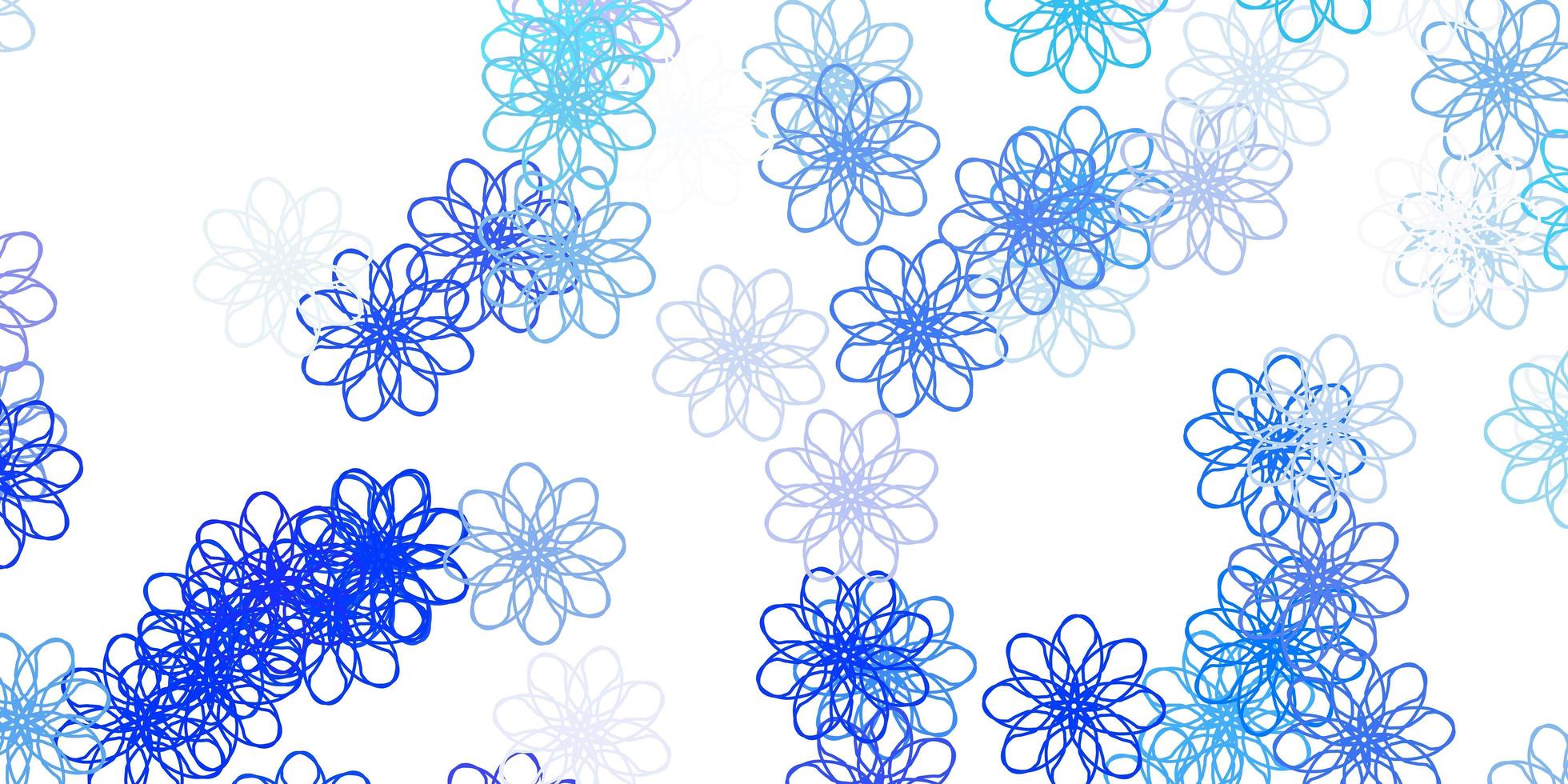 patrón de doodle de vector azul claro con flores