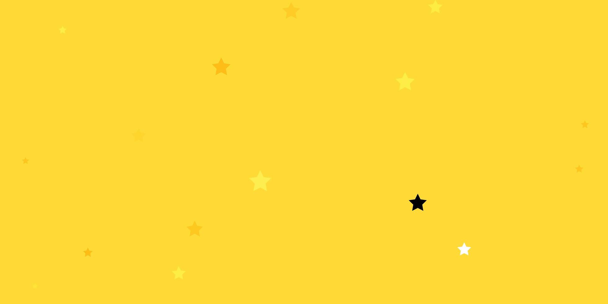 Textura de vector de color amarillo oscuro con hermosas estrellas brillantes ilustración colorida con patrón de estrellas pequeñas y grandes para envolver regalos