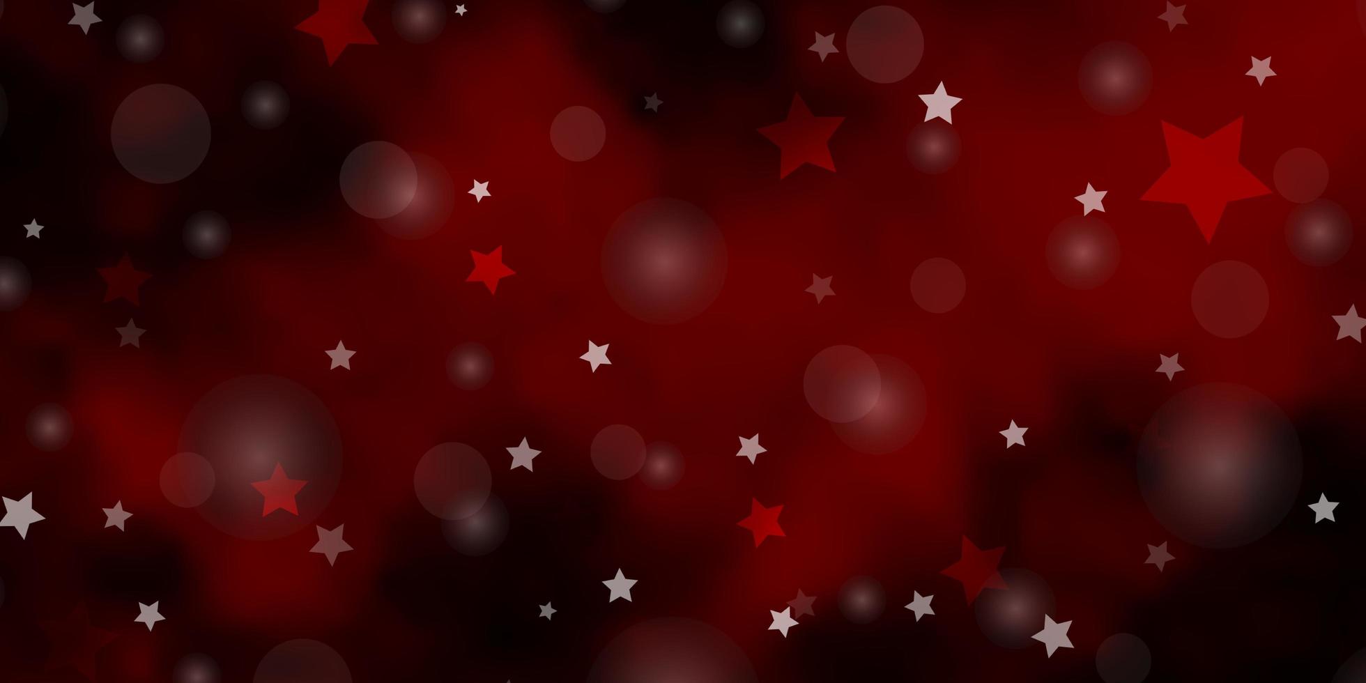 Fondo de vector rojo oscuro con círculos estrellas ilustración abstracta con formas coloridas de círculos patrón de estrellas para fondos de pantalla de tela de moda