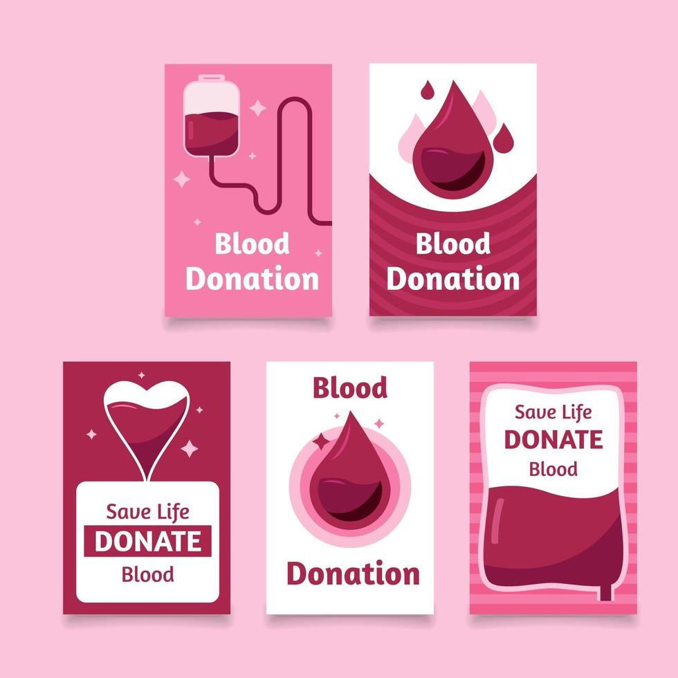 conjunto de tarjetas de donantes de sangre vector