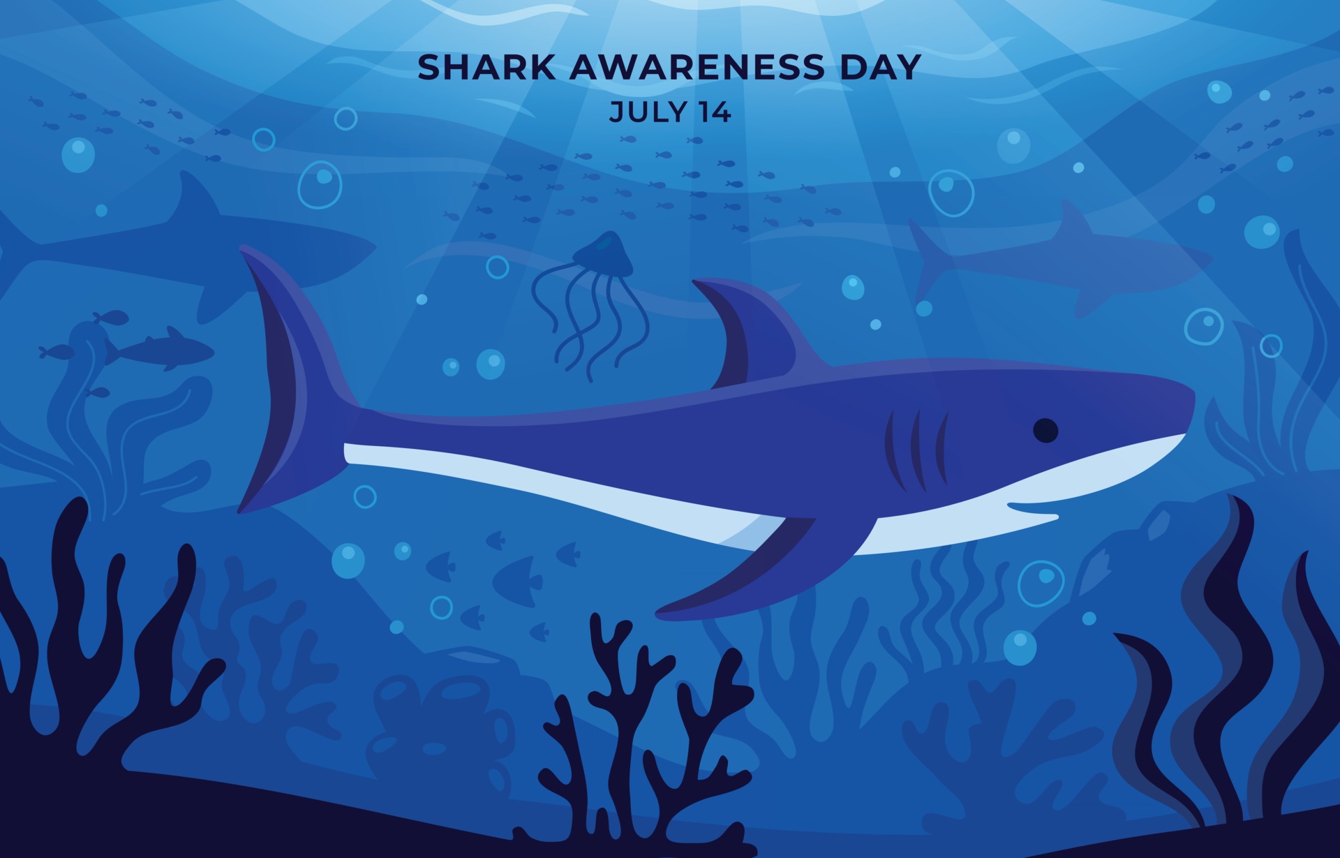 Shark Awareness Day Campaign 2538593 Vector Art at Vecteezy