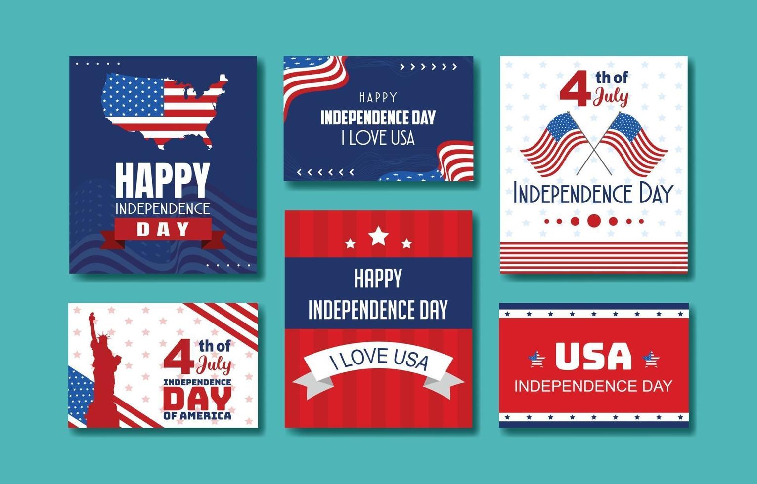 Set Of 4th July Card vector