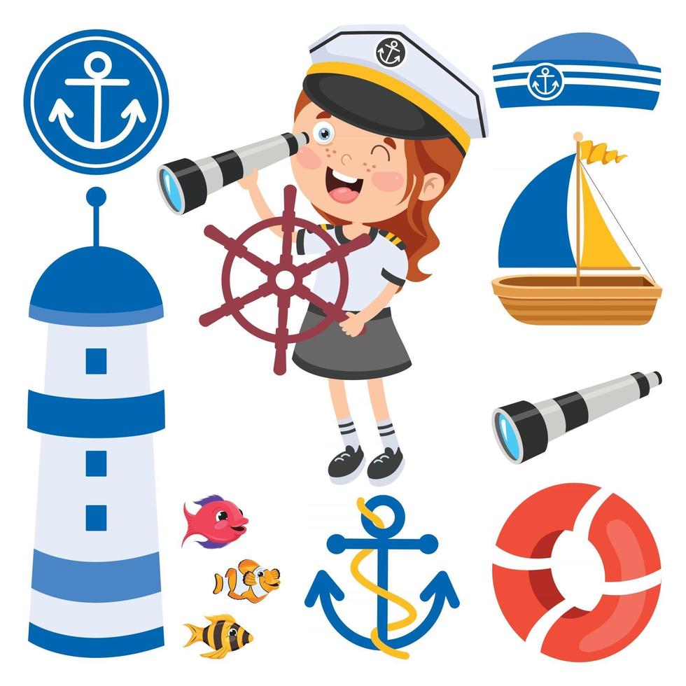 Cute Little Children In Sailor Uniform vector