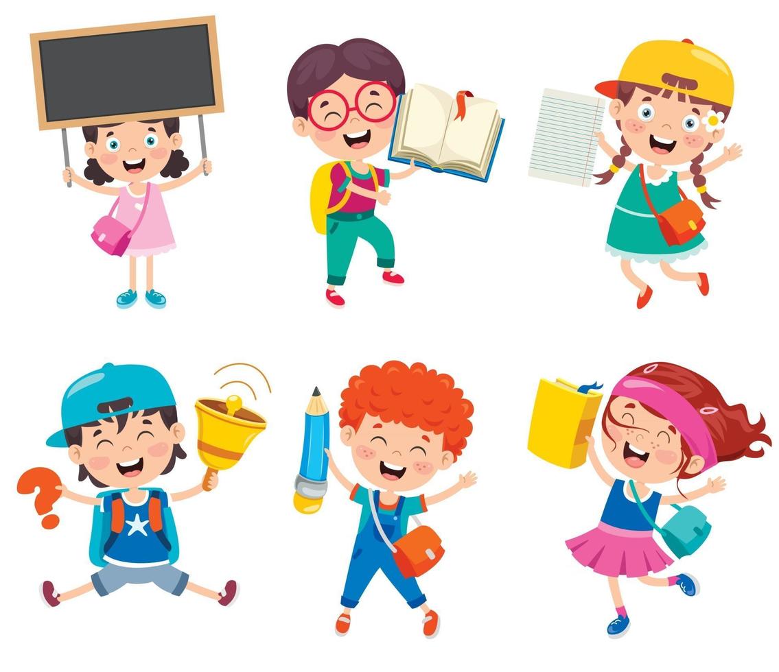 Happy Cute Cartoon School Children vector