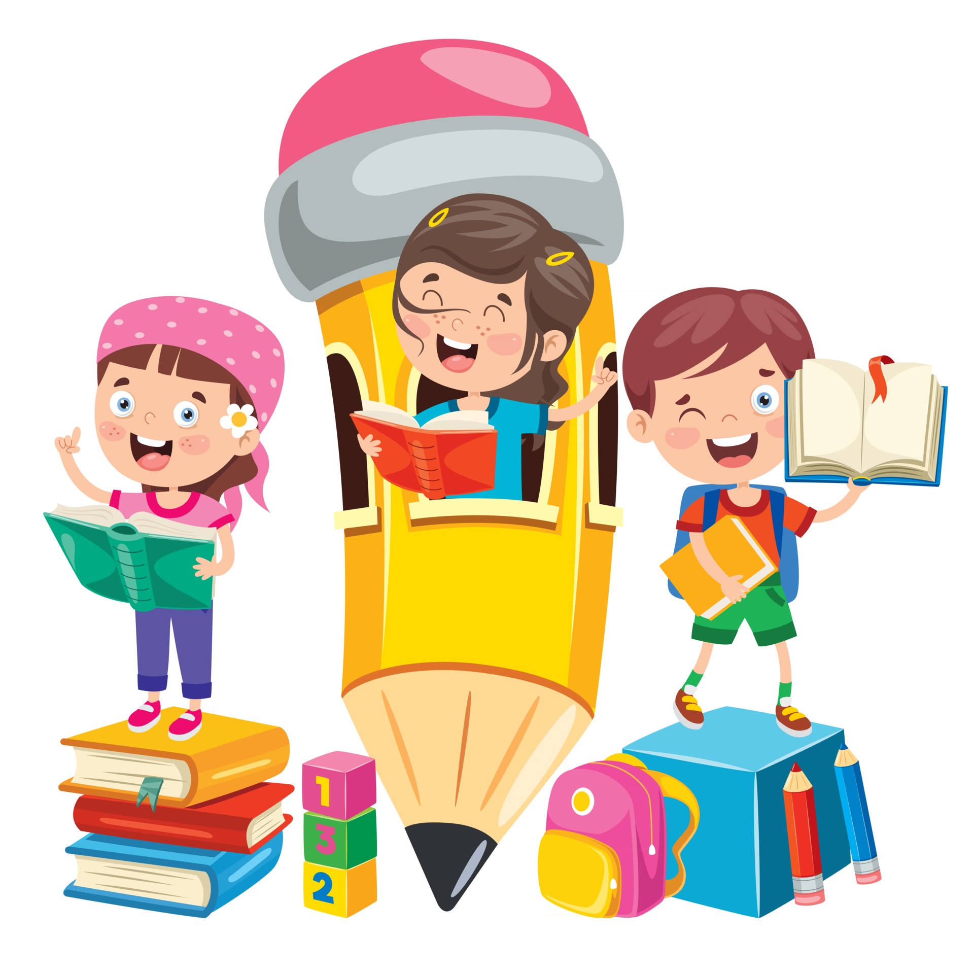 Happy Cute Cartoon School Children 2538737 Vector Art At Vecteezy