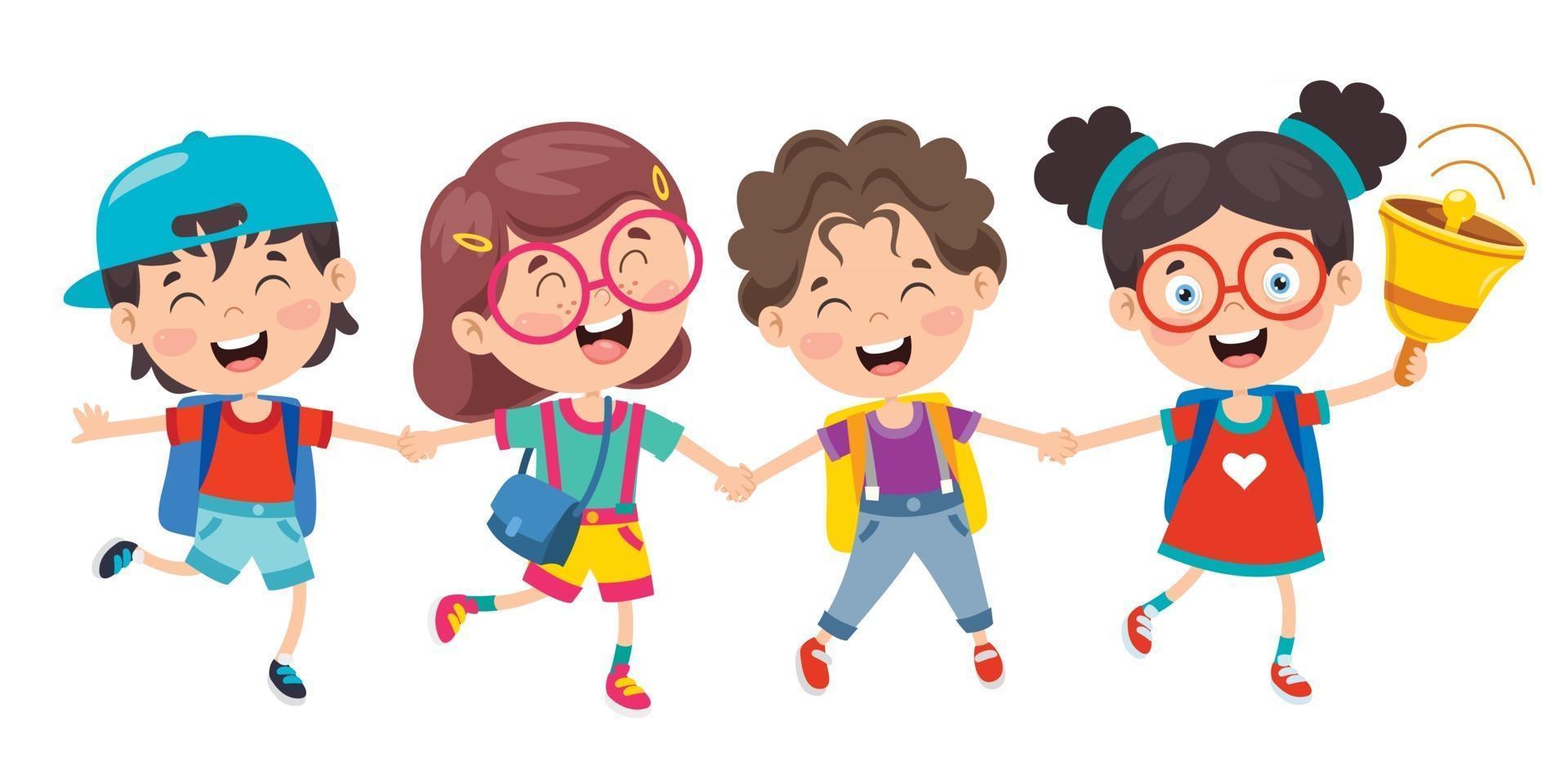 niños felices de la escuela de dibujos animados lindo vector