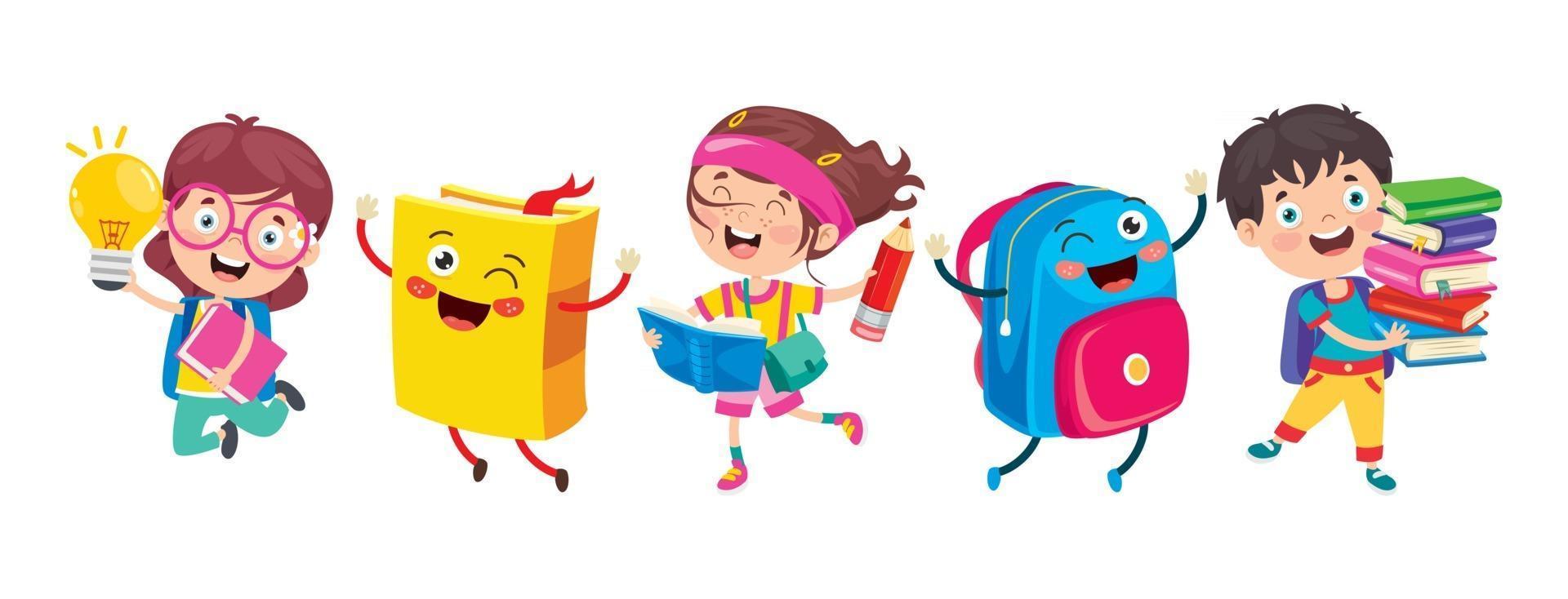 Happy Cute Cartoon School Children vector