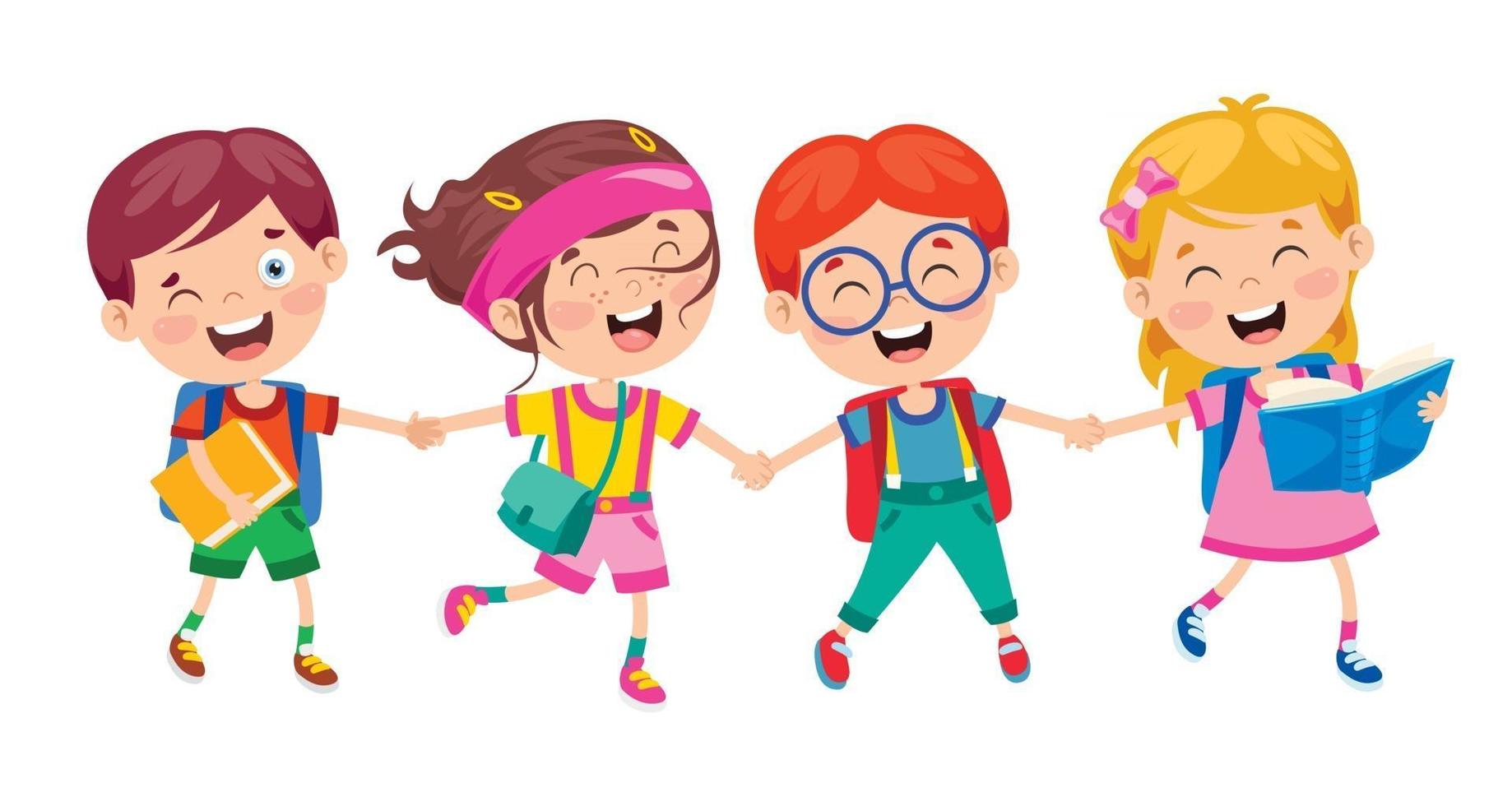 Happy Cute Cartoon School Children vector