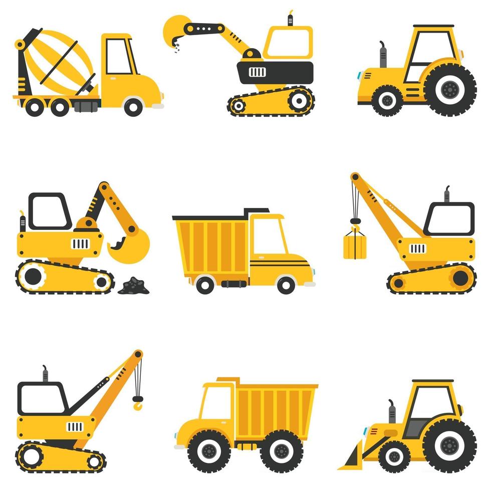 Set Of Various Construction Machines vector