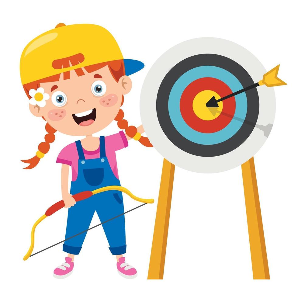 Happy Character Playing Archery Game vector