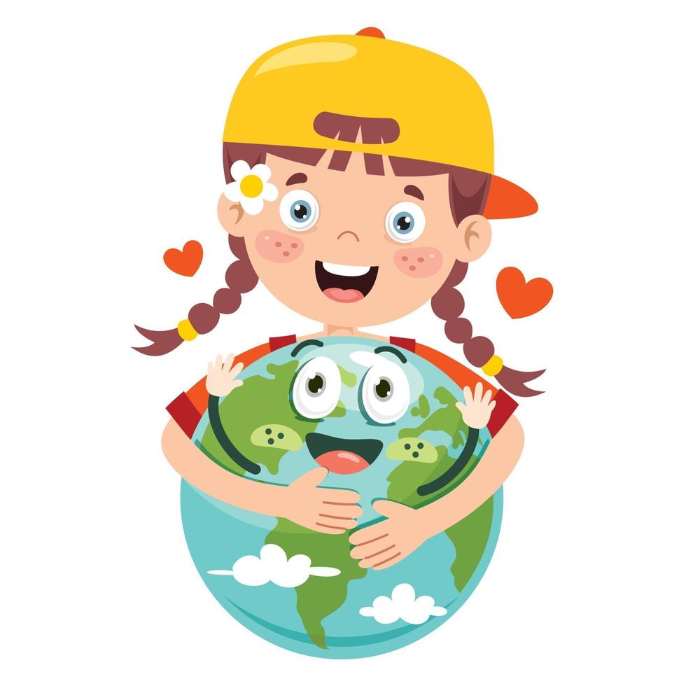 Earth Day Concept With Funny Kids vector