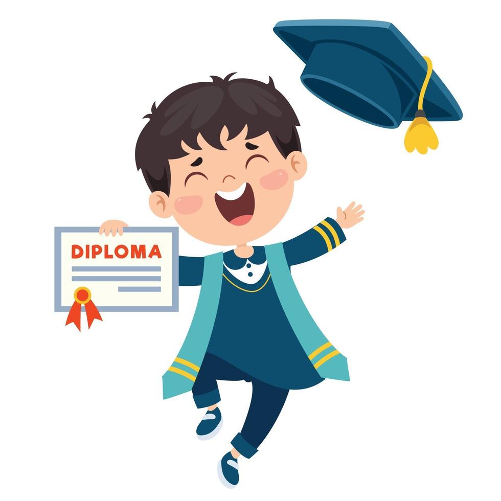 niño feliz de la escuela graduándose vector