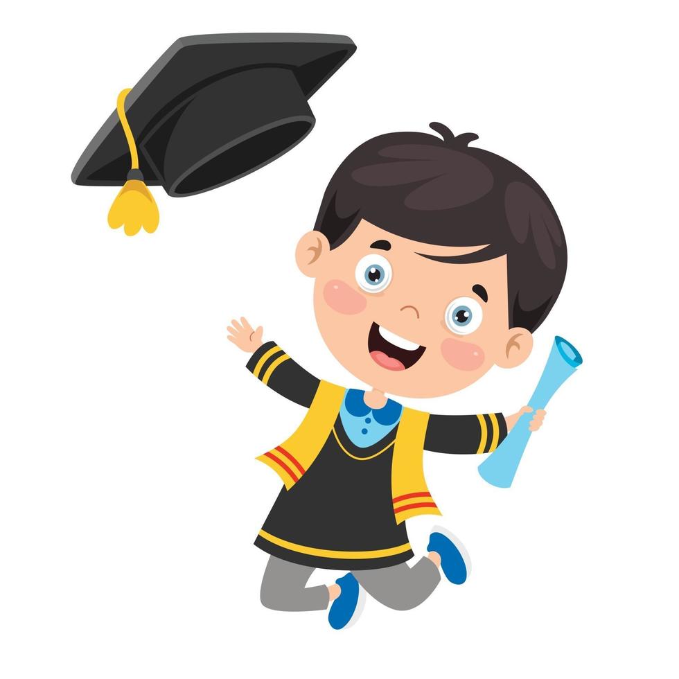 niño feliz de la escuela graduándose vector