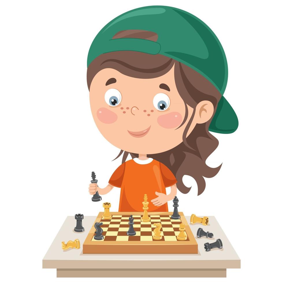 Cartoon Character Playing Chess Game vector