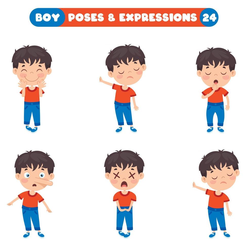 Poses And Expressions Of A Funny Boy vector