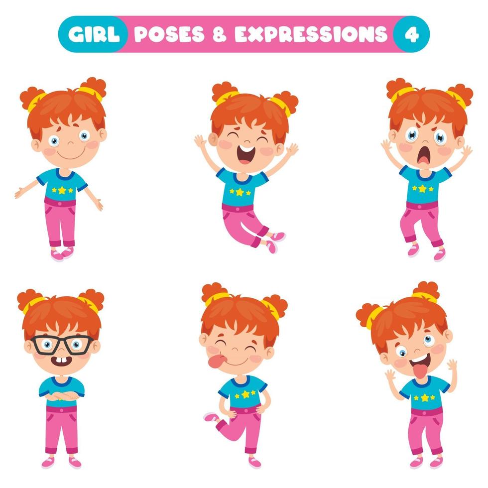 Poses And Expressions Of A Funny Girl vector