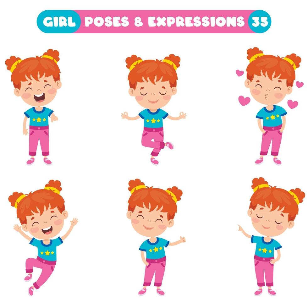 Poses And Expressions Of A Funny Girl vector