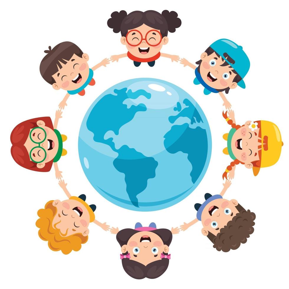 Group Of Funny Children Playing vector