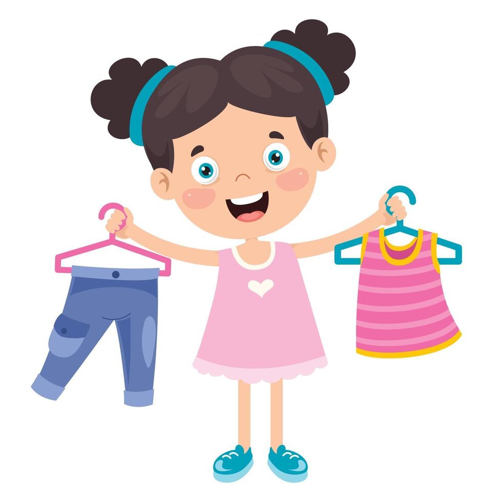 Little Kid And Colorful Clothes vector