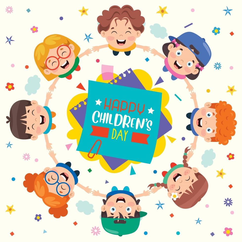 Group Of Funny Children Playing vector