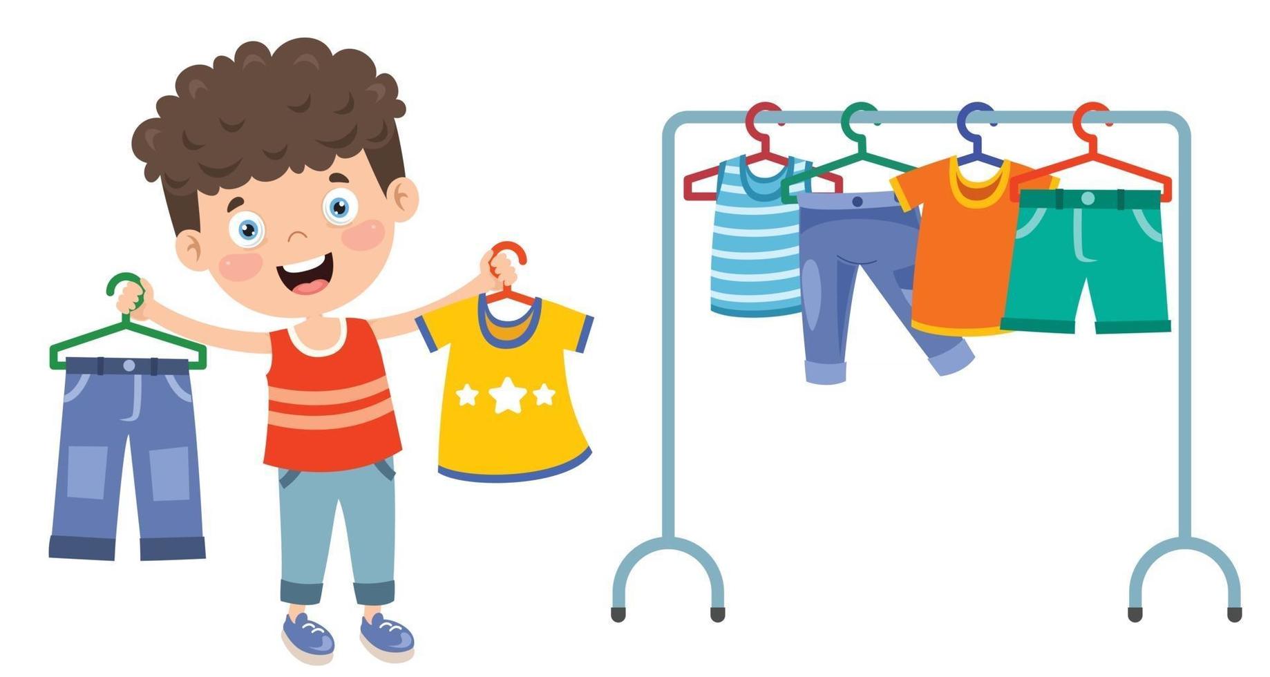 Little Kid And Colorful Clothes vector