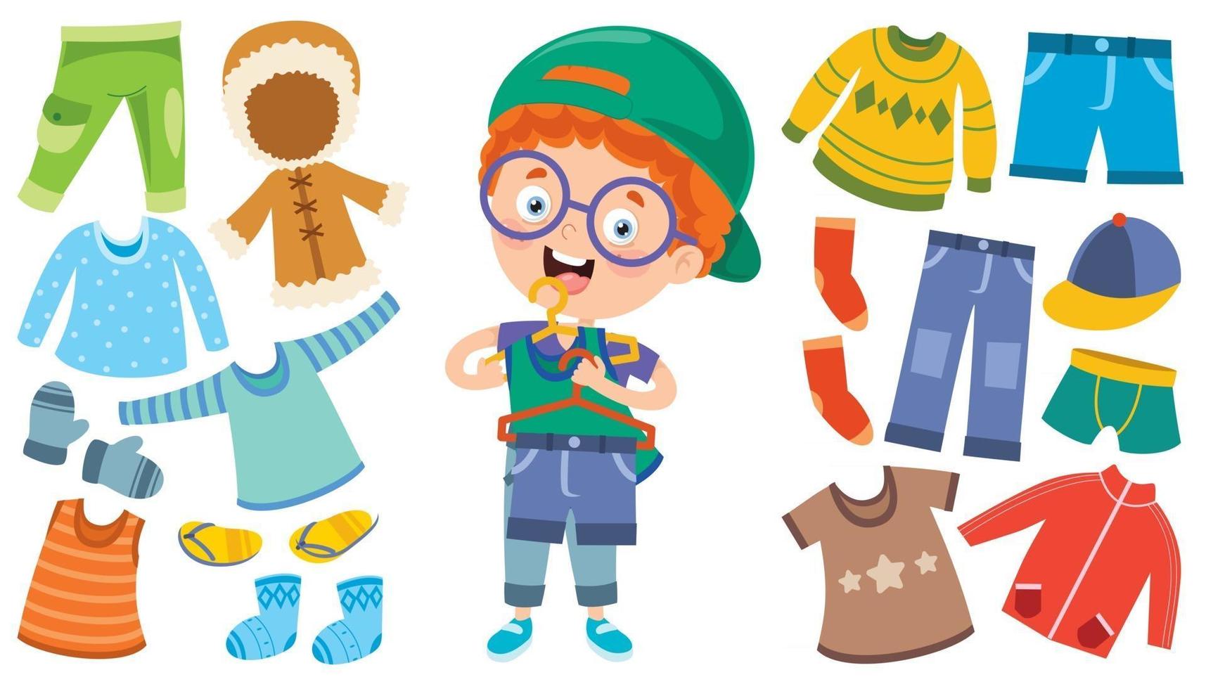 Little Kid And Colorful Clothes vector