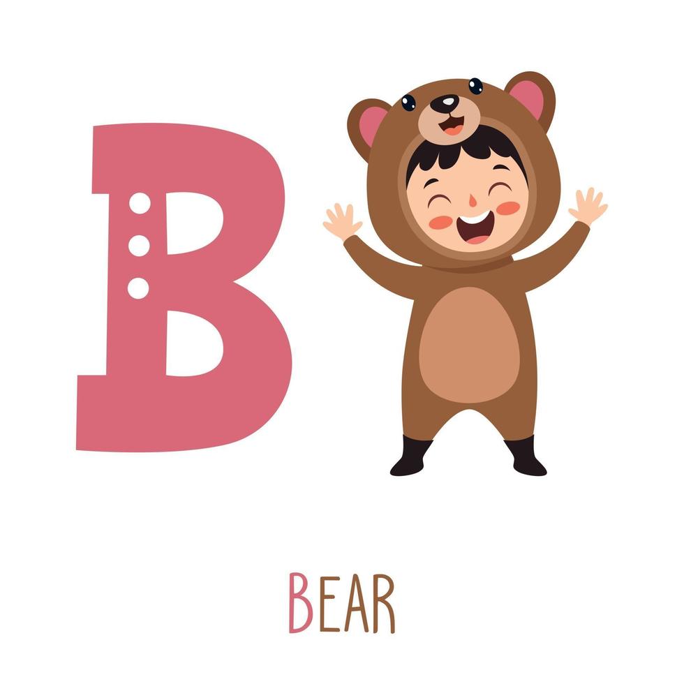 Character In Animal Costume Showing Alphabet Letter vector