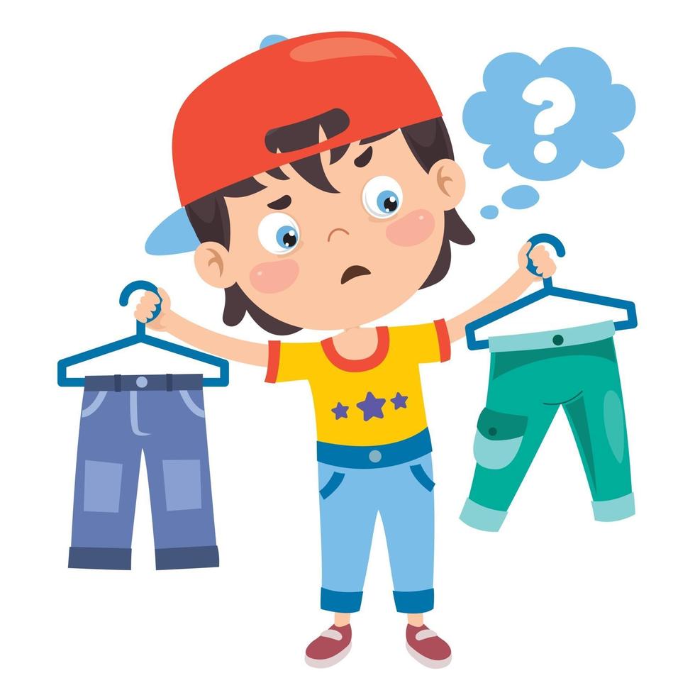 Little Kid And Colorful Clothes vector