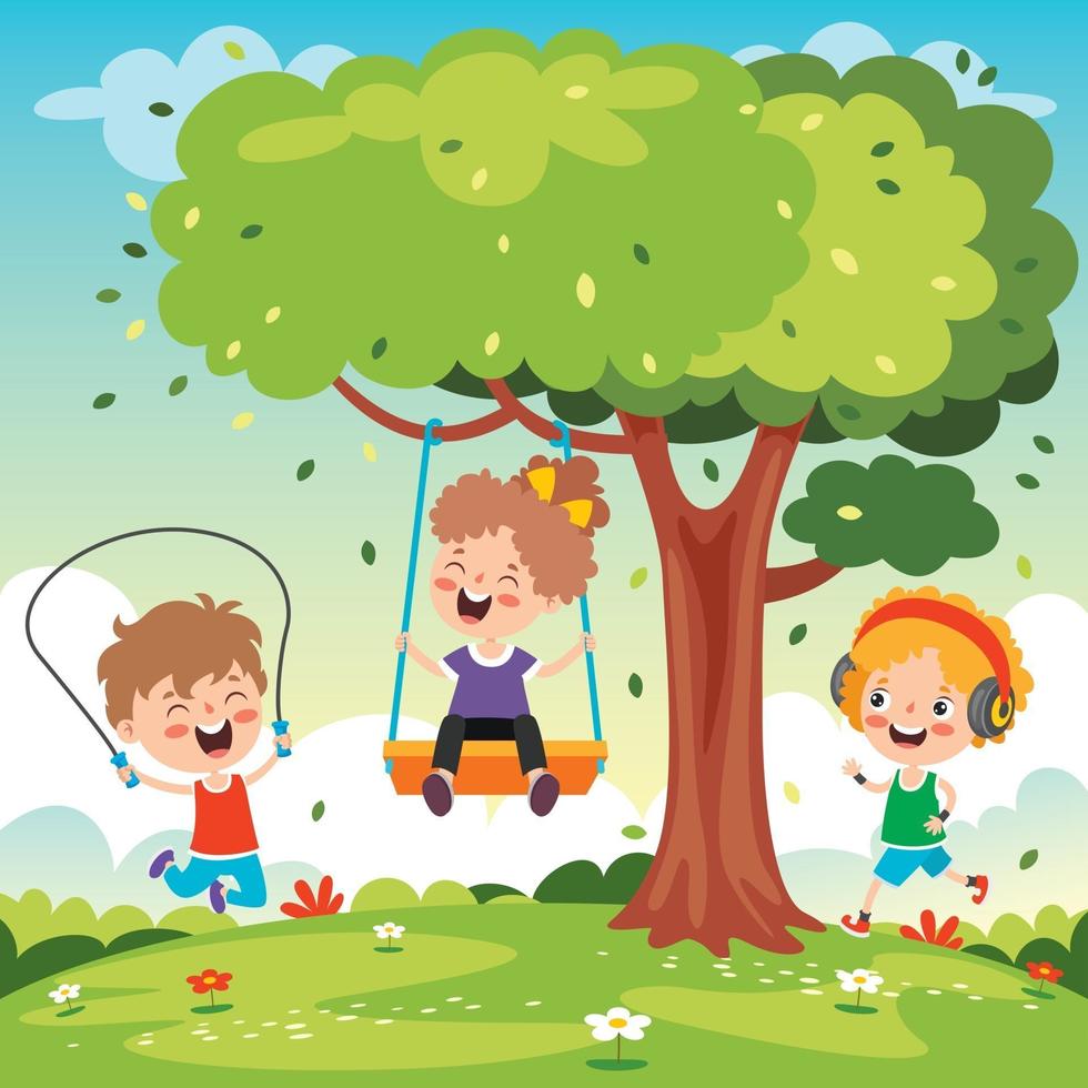 Cartoon Kids Playing vector