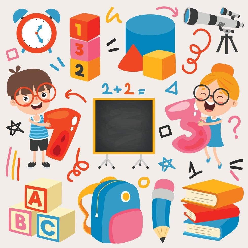 School Supplies For Children Education vector