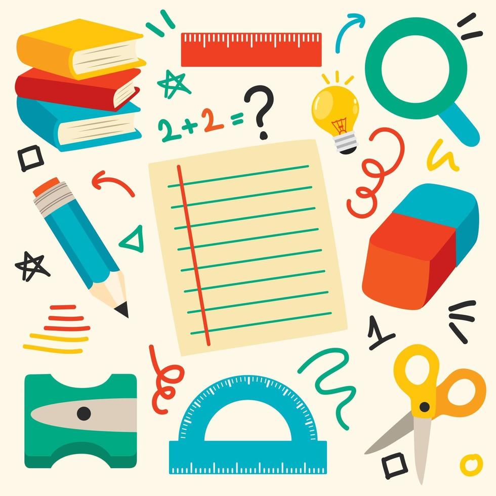 School Supplies For Children Education vector